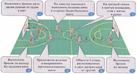 Упражнение № 36. Контрольное упражнение с баскетбольным мячом